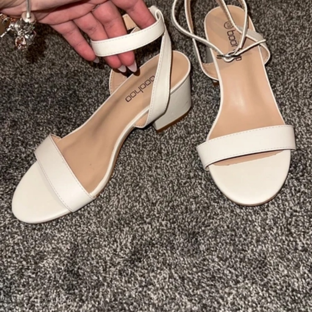 Boohoo Cream Wedge Sandals